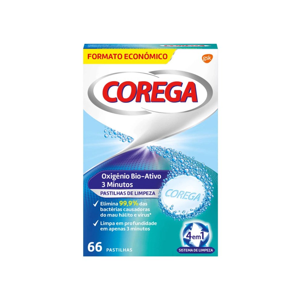 6032896 Corega Oxigénio Bio-Ativo Pastilhas Limpeza 66un