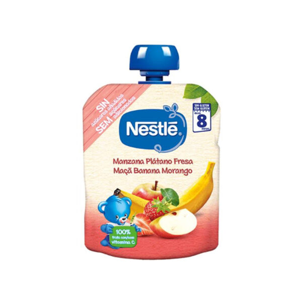 NaturNes Bio Maçã Banana Morango 8M+ 90g