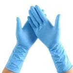 Luvas Nitrilo Punho Longo Azul S/Pó 100un