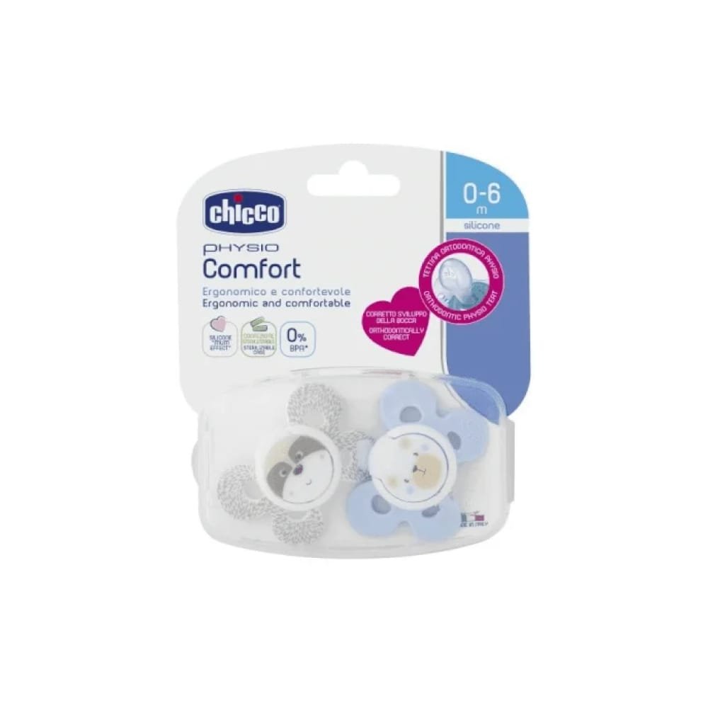 6046680 Chicco Chupeta Physio Comfort Boy 0-6m – 2 Unidades Chicco Chupeta Physio Comfort Boy 0-6m - 2 Unidades - Image 1