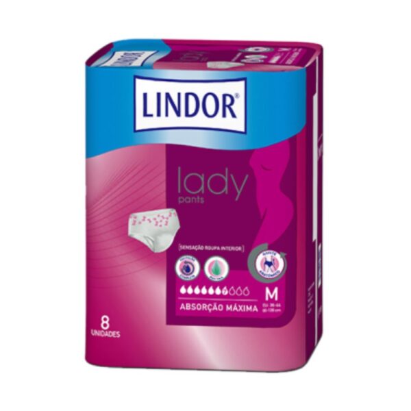 Lindor Lady Pants Tamanho Médio 8 Unidades