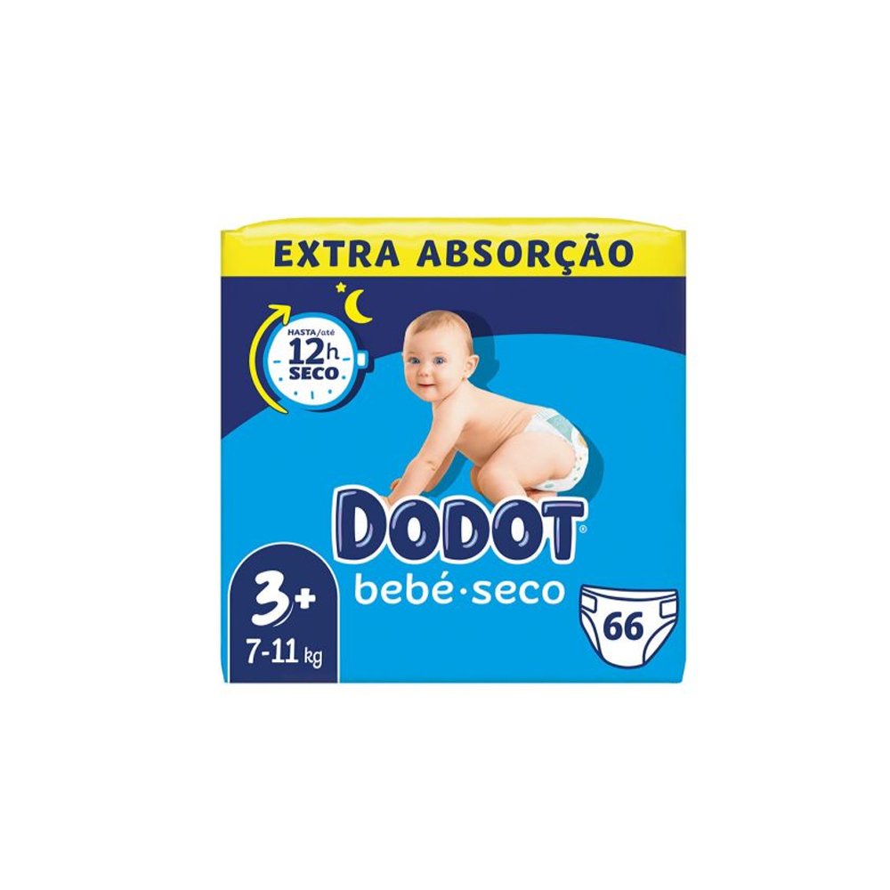 1000280 Dodot Bebé Seco 3+ 7-11kg 66un Dodot Bebé Seco 3+ 7-11kg 66un